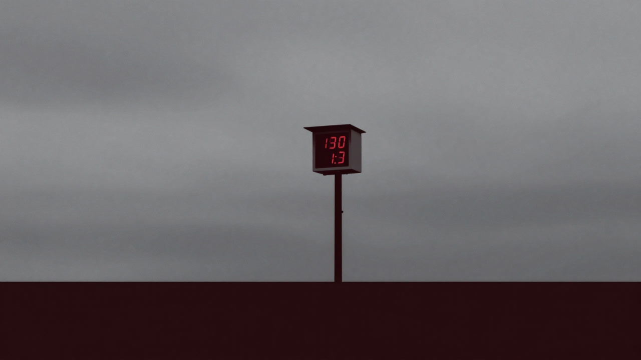 灰色の空を背景に、無表情のセンサーが黙々と数値を吐き出す様子