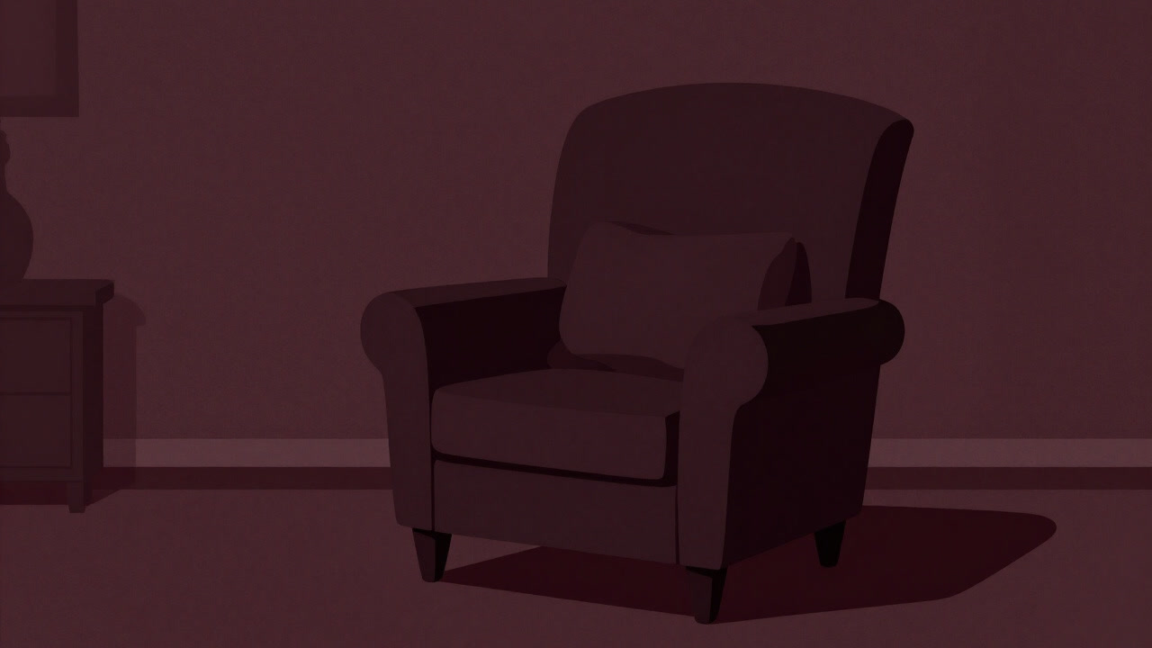 Image of a menacing armchair in a living room that appears to drain willpower with every use