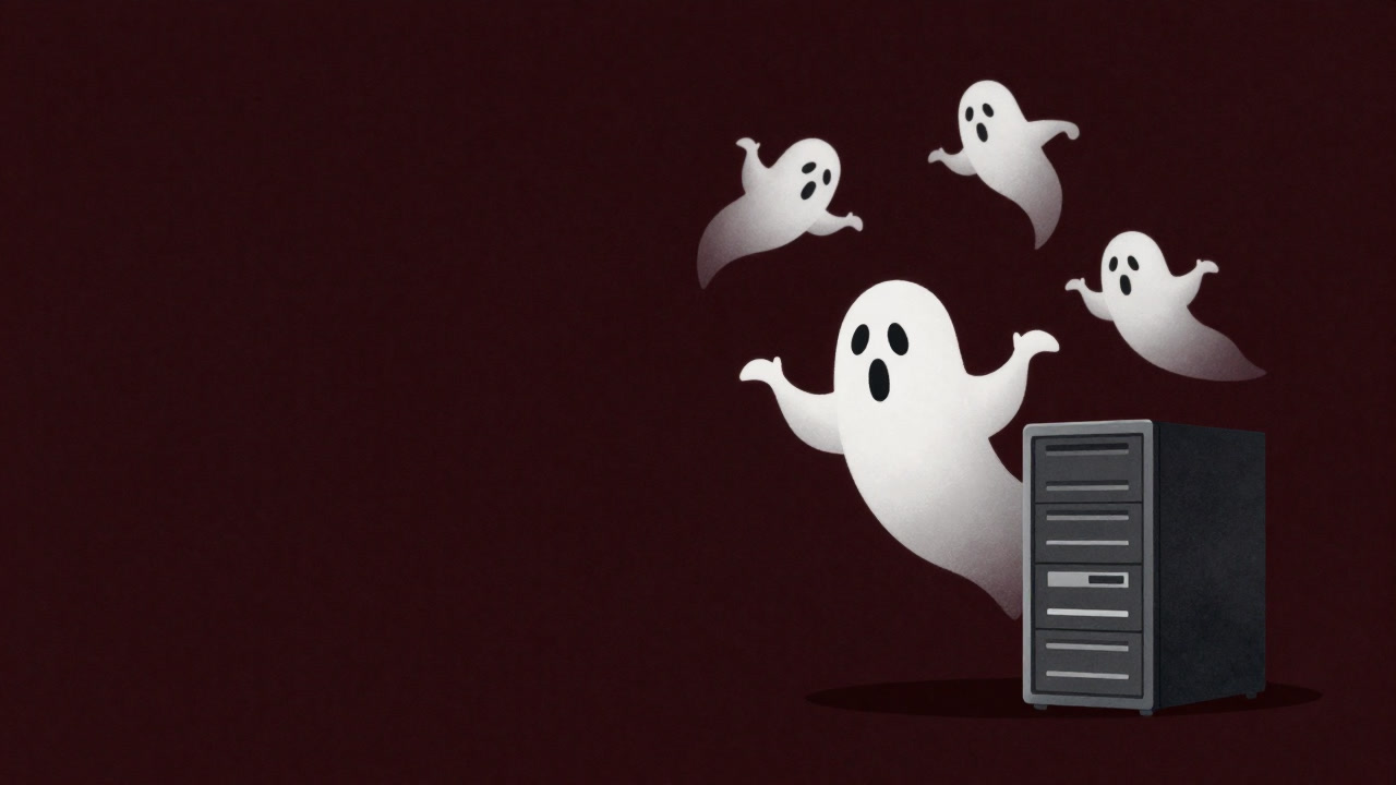 Illustration of a server handling multiple I/O requests like ghosts, forgetting where the replies went