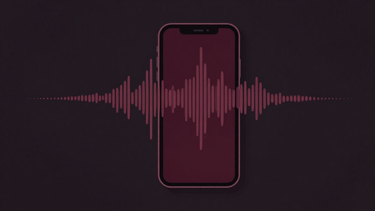 Illustration of waveform emanating intermittently from a smartphone against ominous silence.