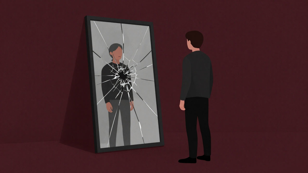 Silhouette of a person searching for their true self in front of a mirror