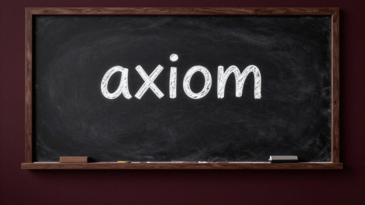 黒板にチョークで刻まれた『公理』の文字が不気味に光る画像