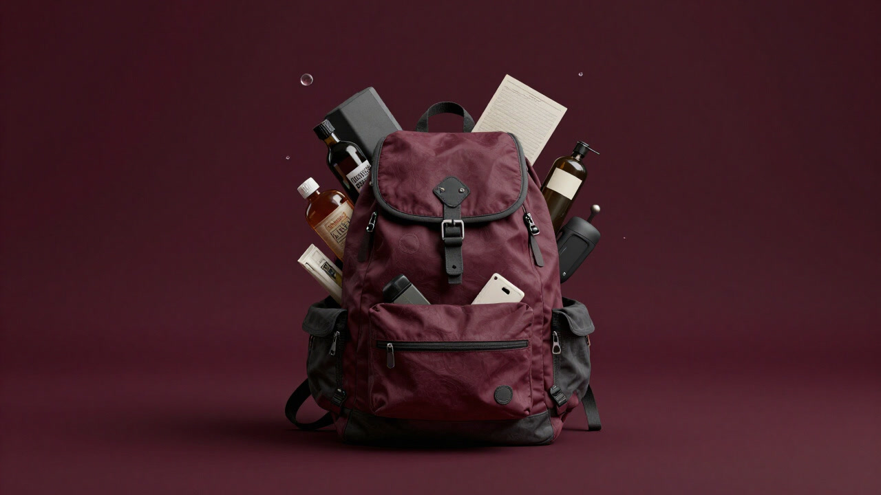 Photo of a backpack on the verge of collapse, with belongings spilling out