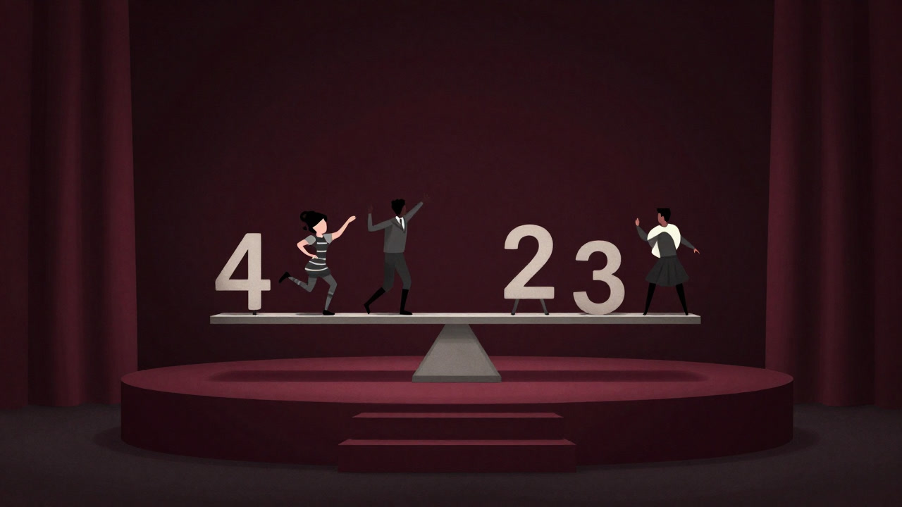 Illustration of a balance sheet lit like a theatrical stage scene