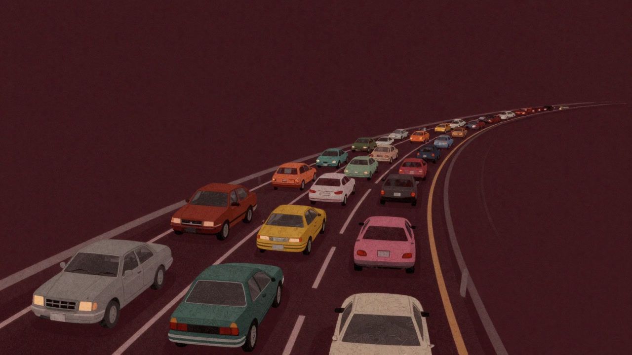 Illustration of a congested data highway