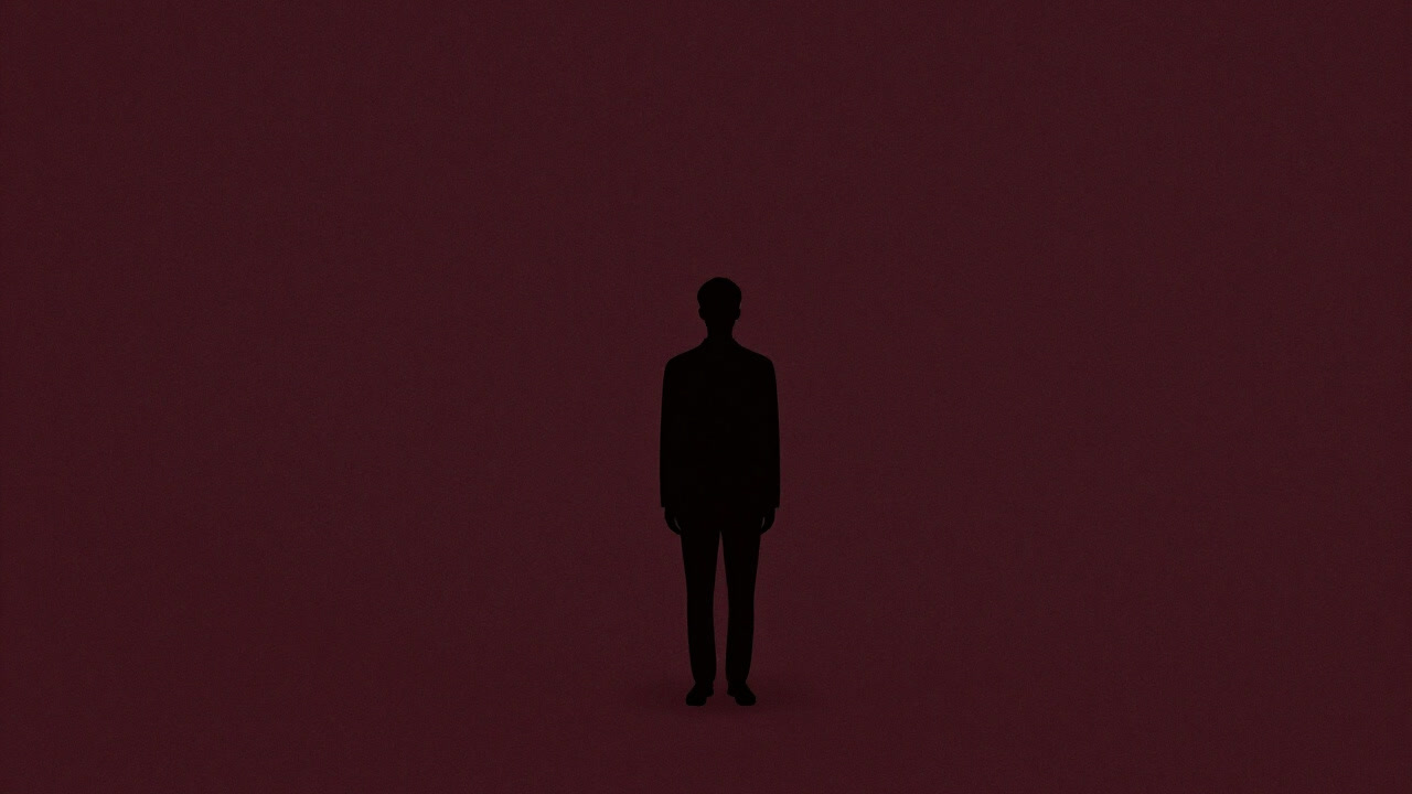 A lone human silhouette standing in the midst of an endless void