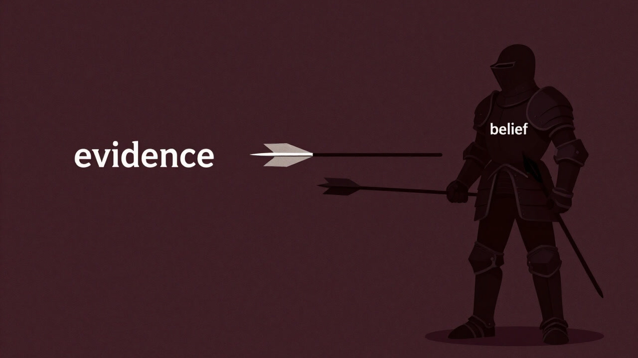 新たな証拠を頑なに拒む鎧をまとった人間のシルエット