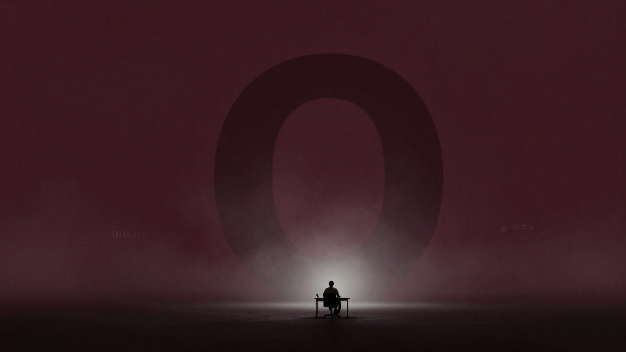 An enormous letter O looming like a cloud over a programmer