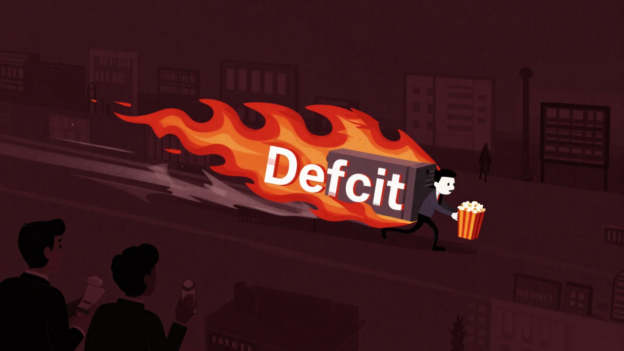 Illustration of a startup engulfed in red flames of deficit, doomed to become investment embers as it races forward