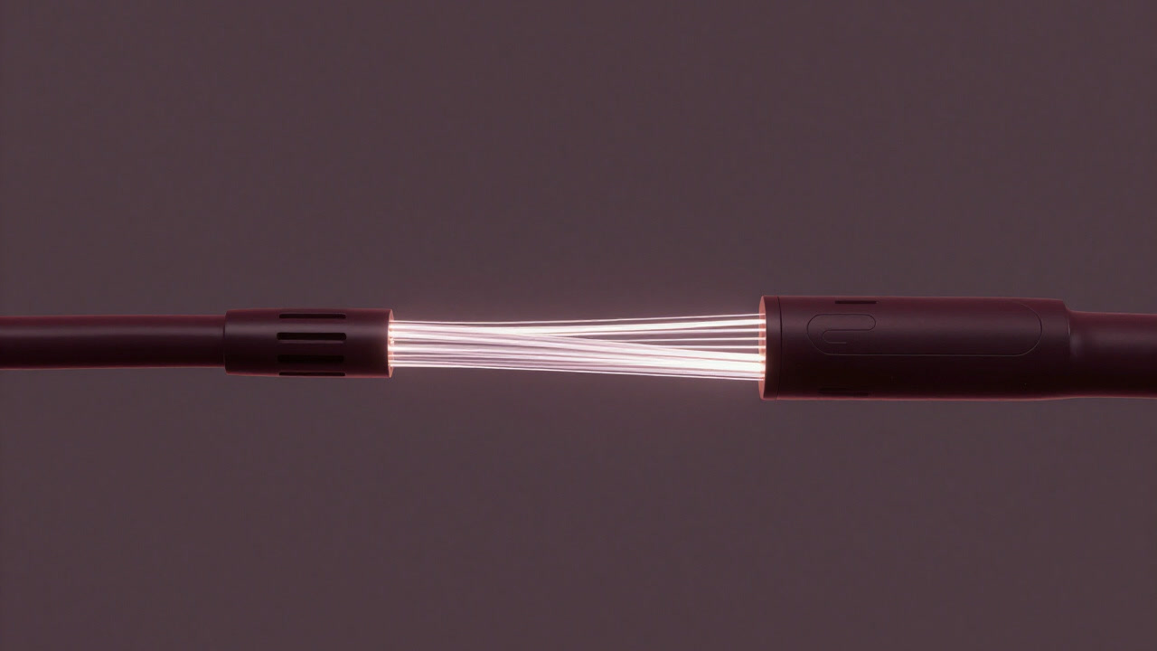 光の帯のように走る高速回線ケーブルのイメージイラスト