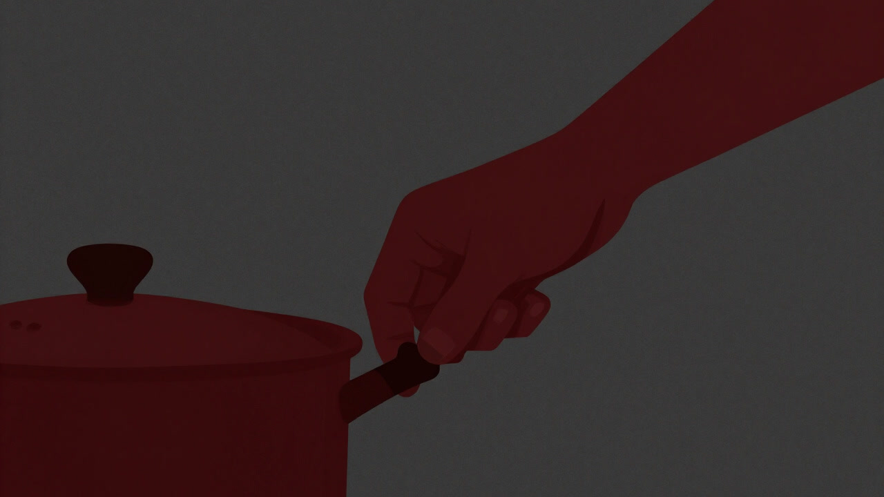 熱い鍋に触れて悲鳴を上げる手のイラスト