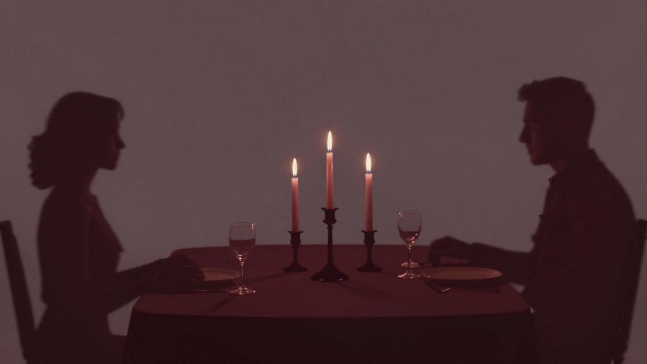 テーブルに並ぶ蝋燭が主役を奪い合う、過度に演出されたキャンドルディナーの光景