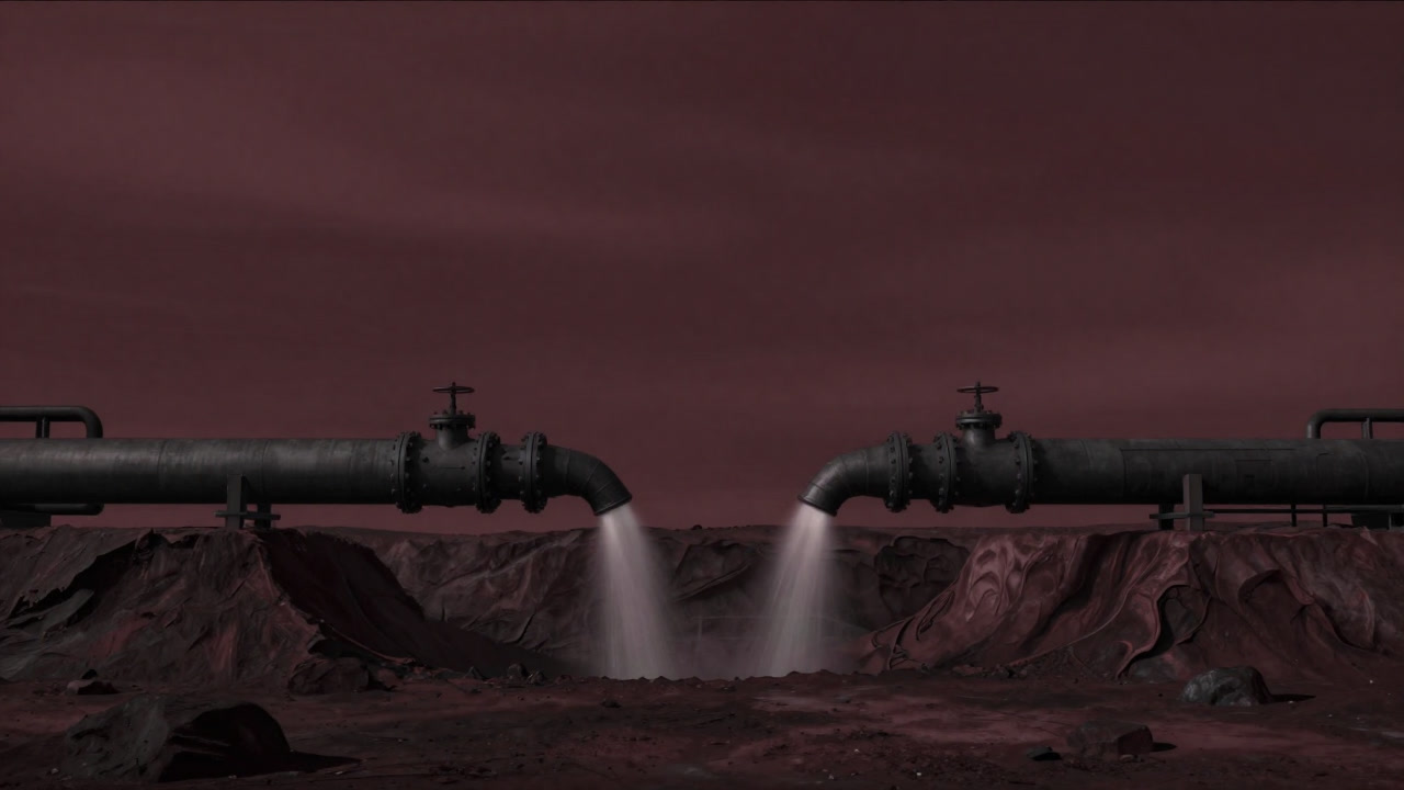 Photo of a massive pipe quietly injecting CO2 into bedrock underground.