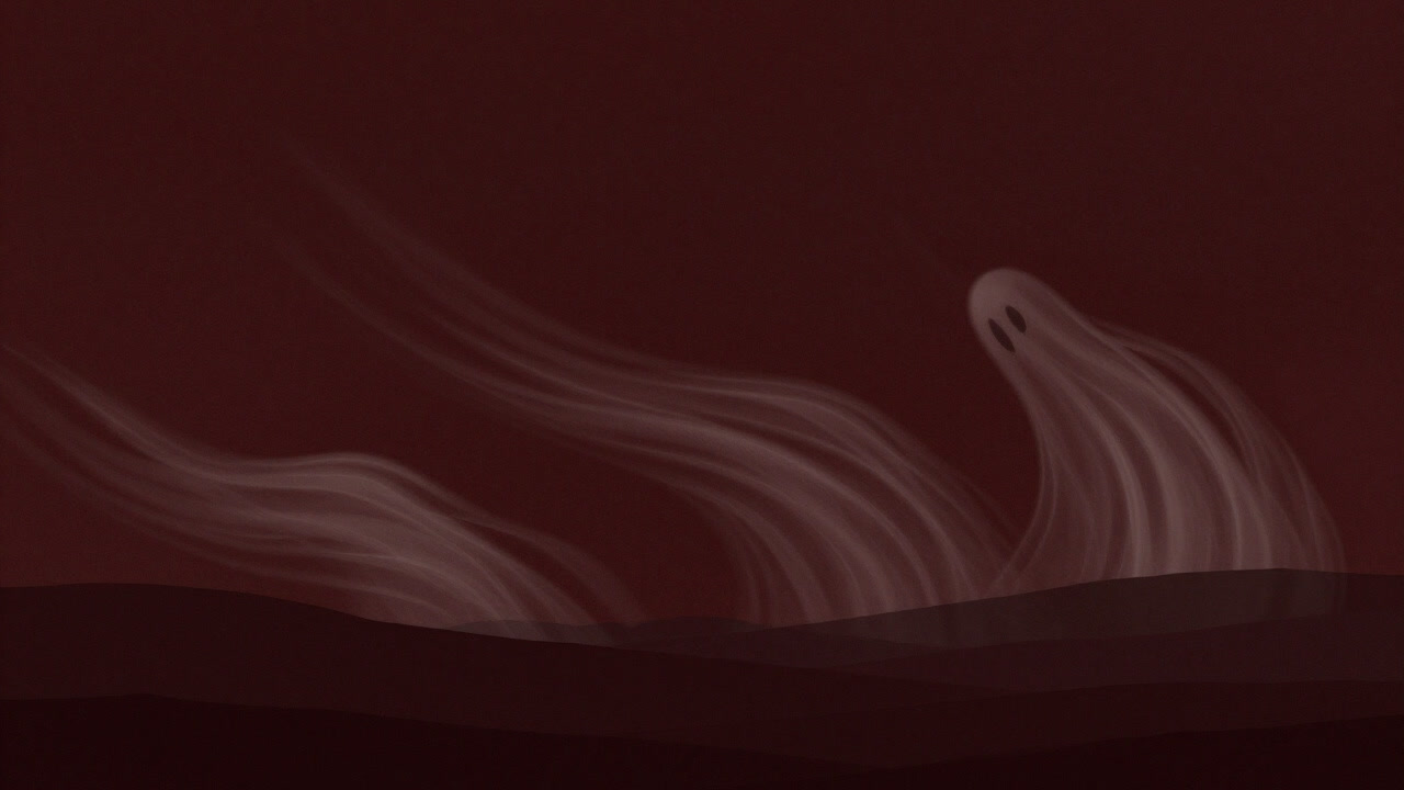 Illustration depicting the winds of change blowing violently across a desolate landscape like wandering souls.