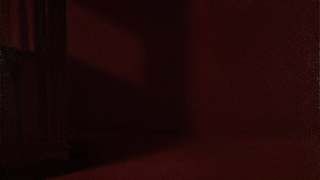 Image of a chiaroscuro artwork featuring dramatic interplay of deep shadows and vibrant highlights