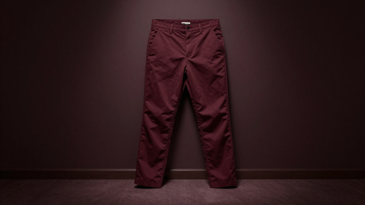 カジュアルな部屋の中で足元に光が当たり、控えめに存在を主張するチノパンの画像