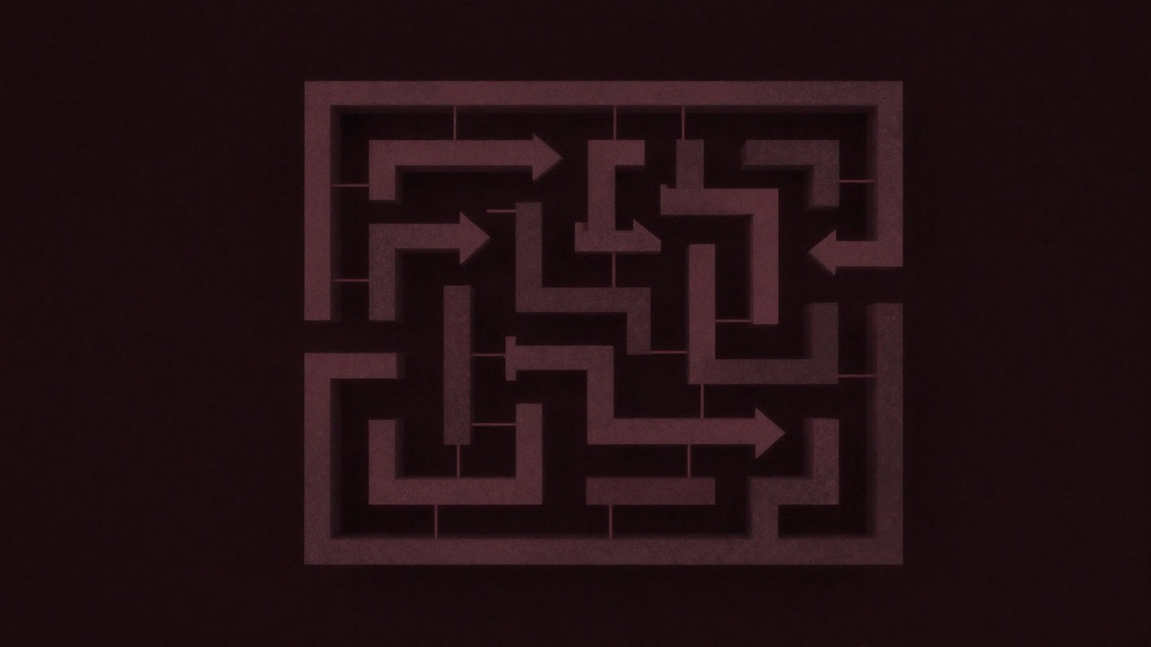 複雑に絡み合う矩形と矢印の群れが、迷宮のごとく広がるクラス図のイメージ