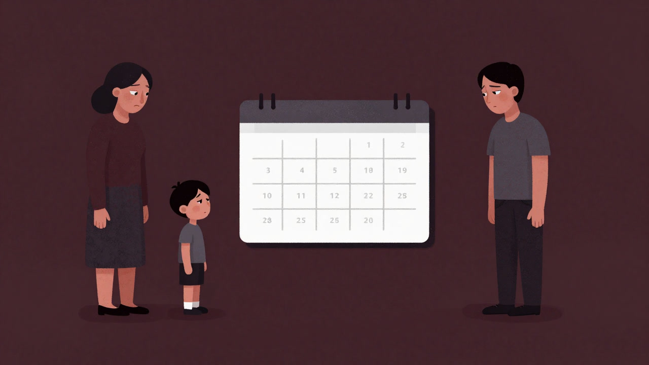二人の親が互いに子供を突き合わせ、スケジュール帳をにらみつける様子を描いたイラスト