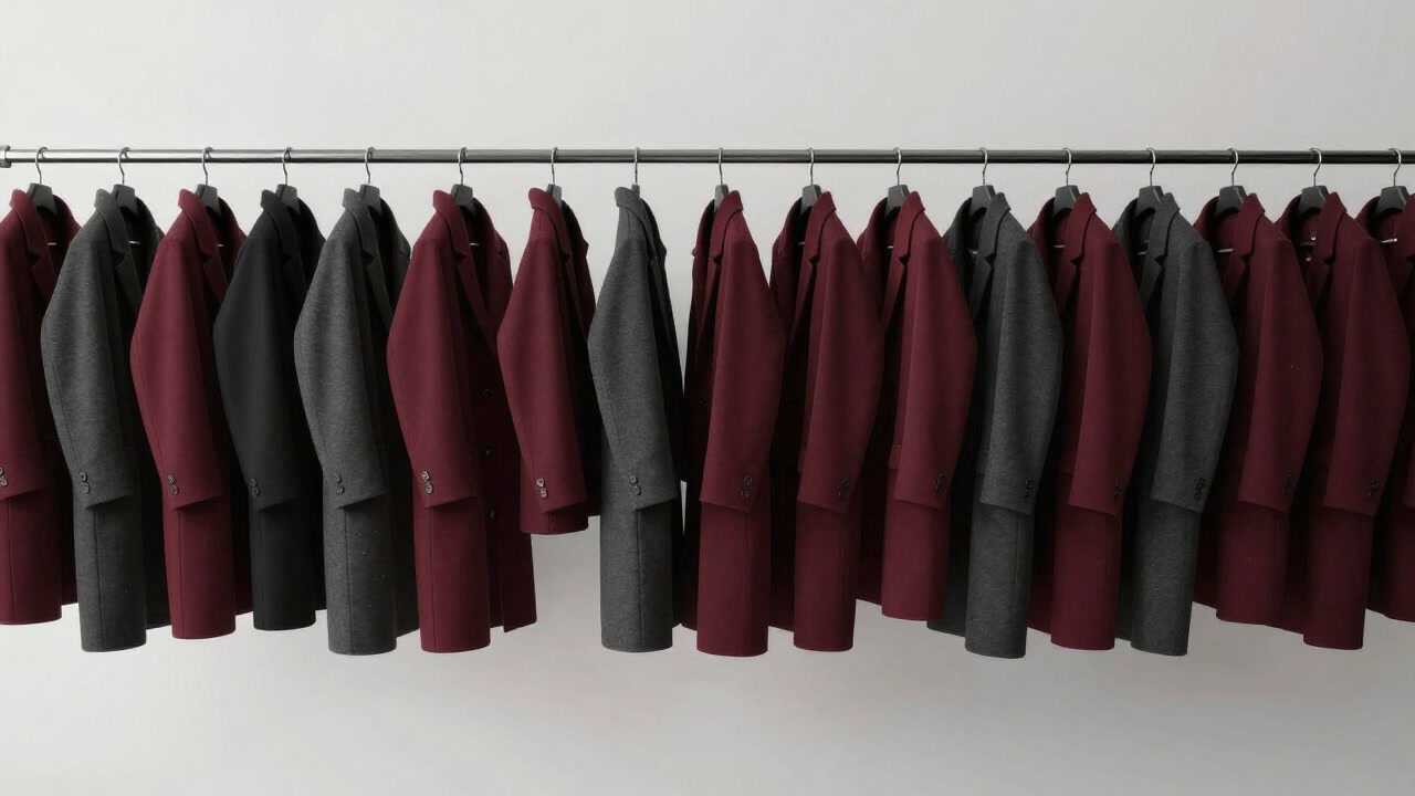 色とりどりのコートが並ぶデパートの一角、誰も試着せず埃をかぶる様子