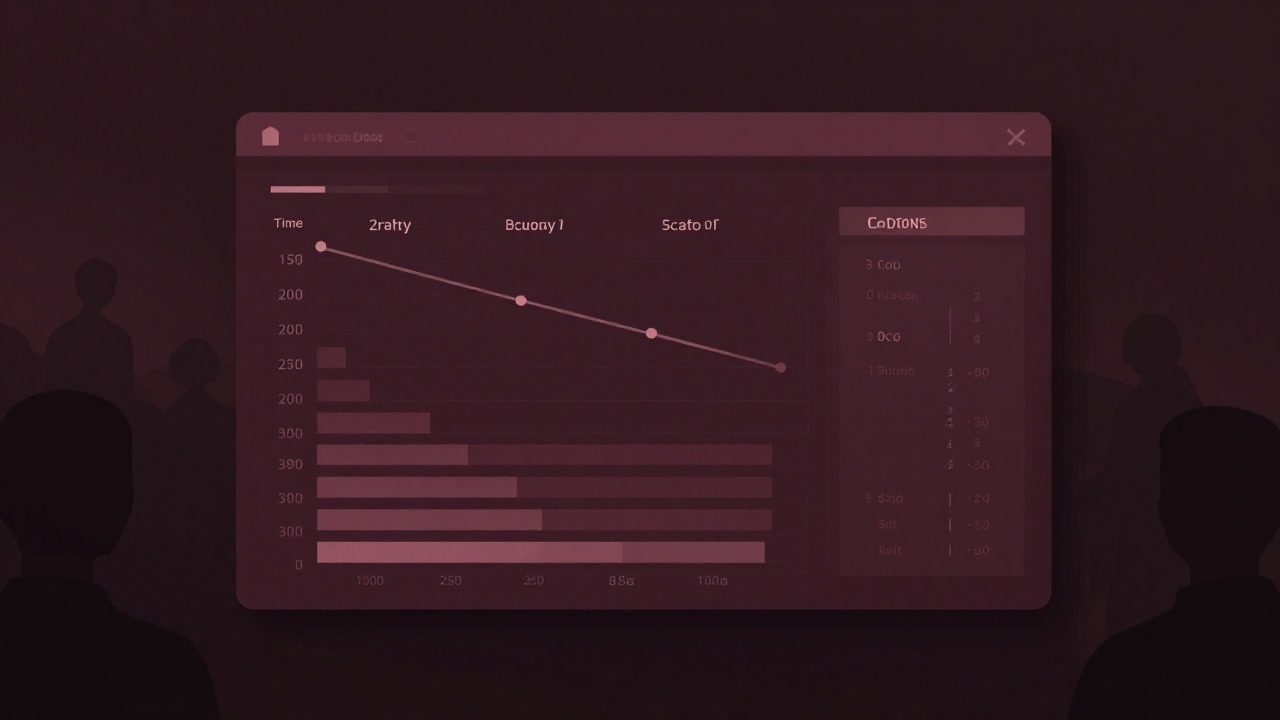 An illustration of bar graphs lined up in a grid, with blurred silhouettes of customers in the background