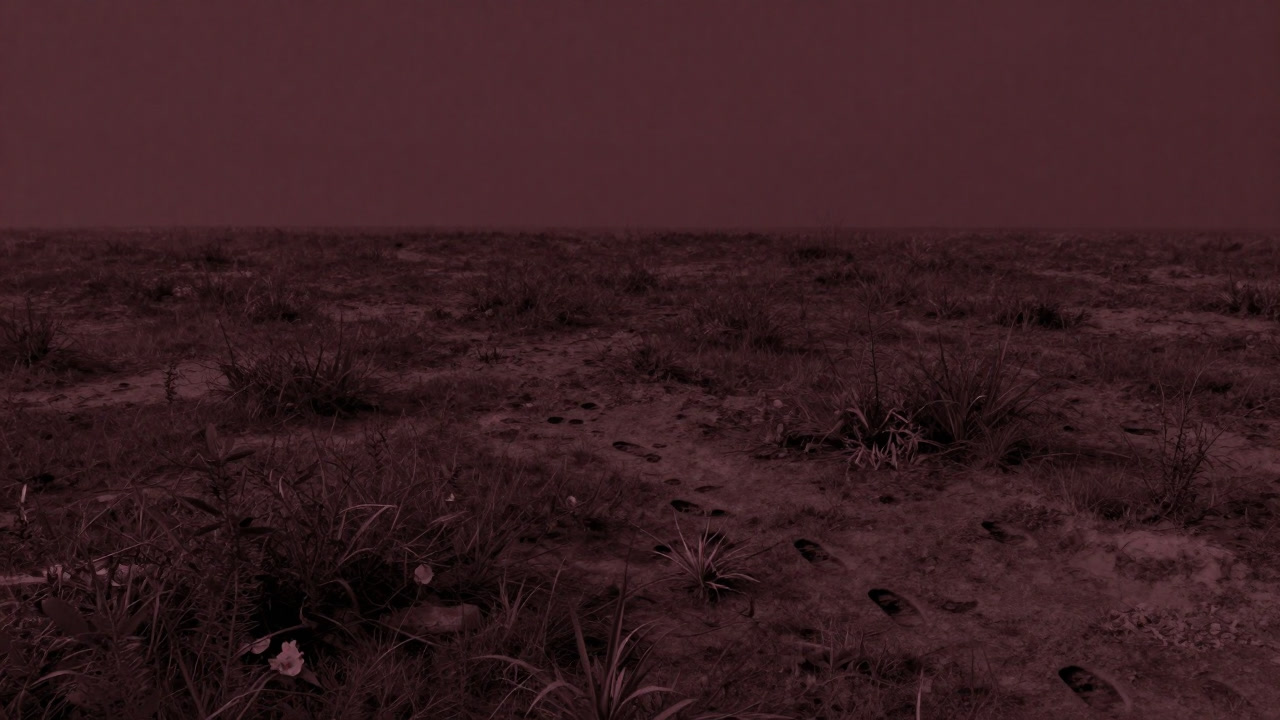 An abandoned commons with only footprints left in a desolate shared space