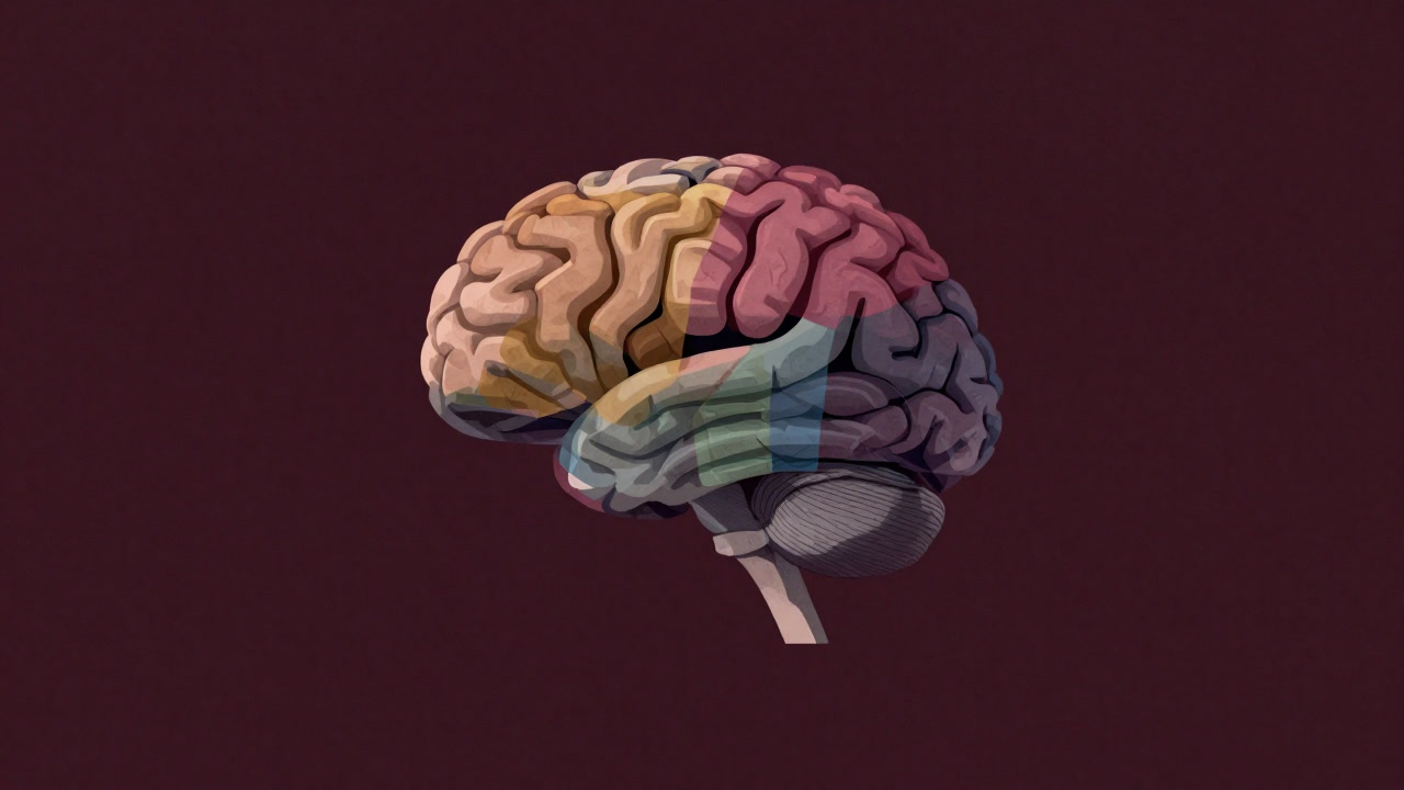 An illustration of a brain surrounded by colorful overlapping filters, selectively allowing information that suits its preferences.