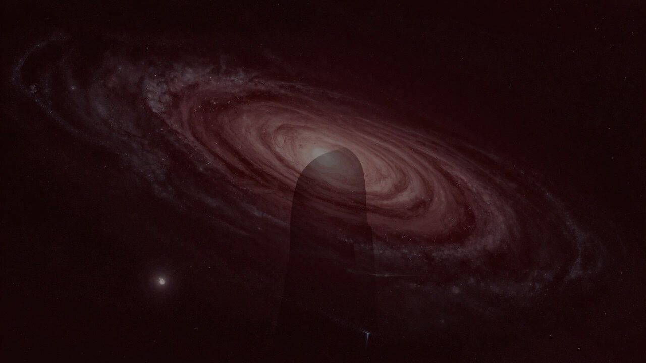 無限に広がる星々の背後に潜む得体の知れない影を写したアートワーク