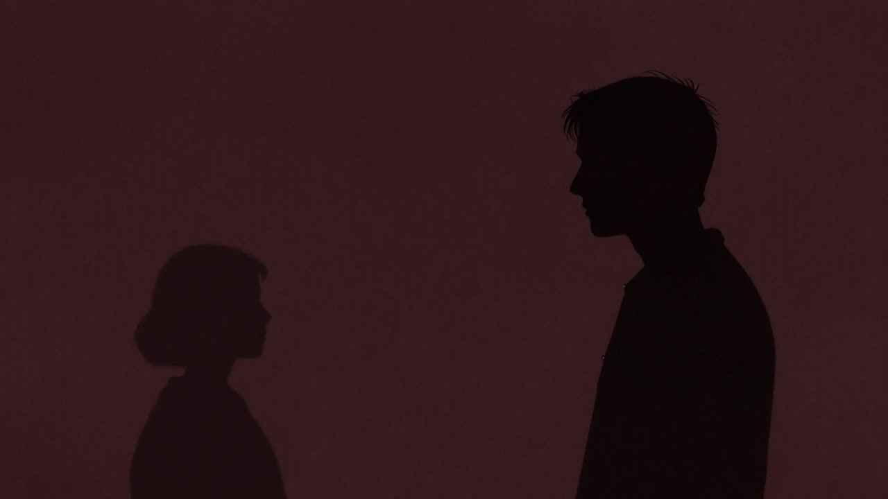 Silhouette of a solitary figure gazing wistfully into the darkness