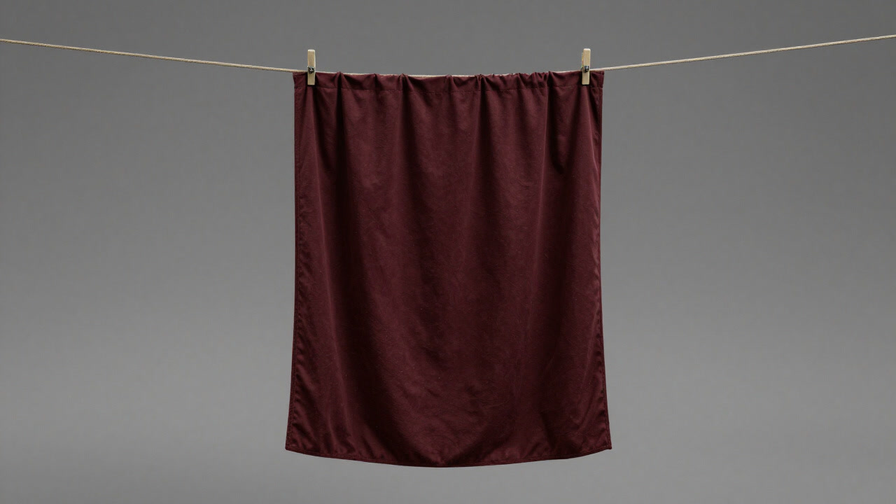 埃にまみれ、干し竿に無惨に垂れ下がるカーテンの写真