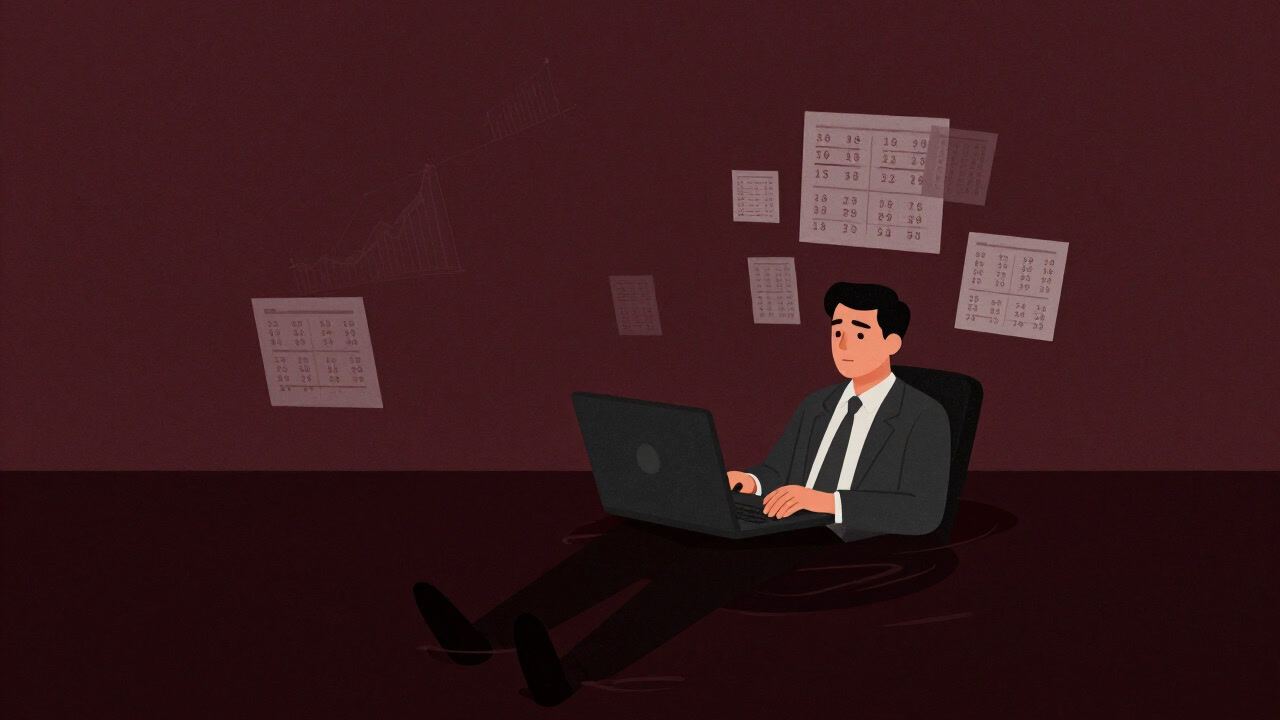 Shadow of an analyst drowning in innumerable numbers.