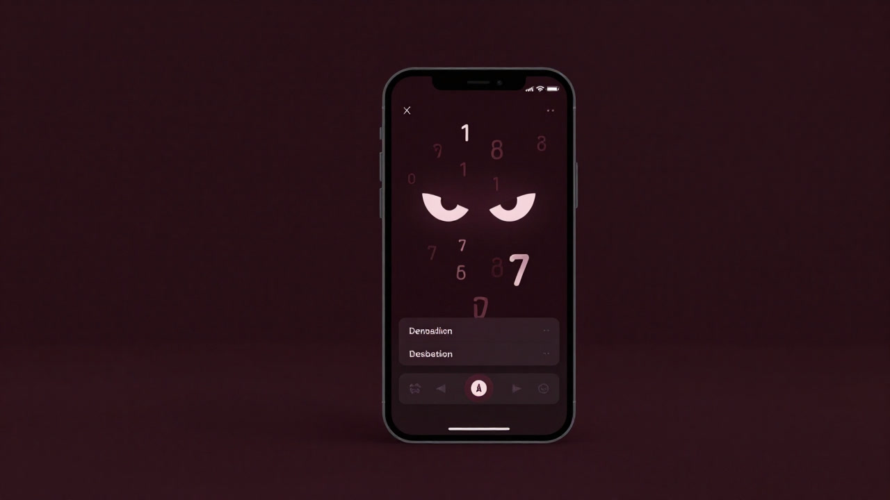 スマートフォンの画面に虚ろな目が描かれ、その中に数字だけがちらつくデジタルウォレットのイラスト