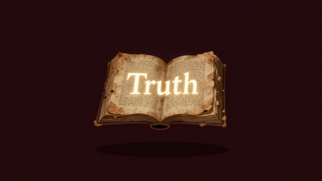 Illustration of an ancient manuscript covered in dust, yet opened majestically and floating