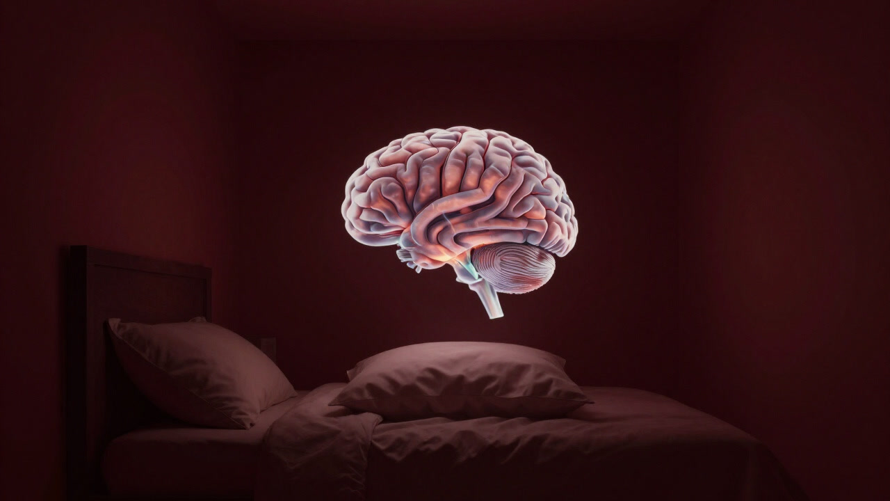 A dark bedroom where the brain beside the pillow projects fantasies like a screen