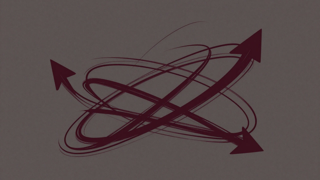 Illustration of multiple intertwined arrows and lines representing chaotic dynamics.