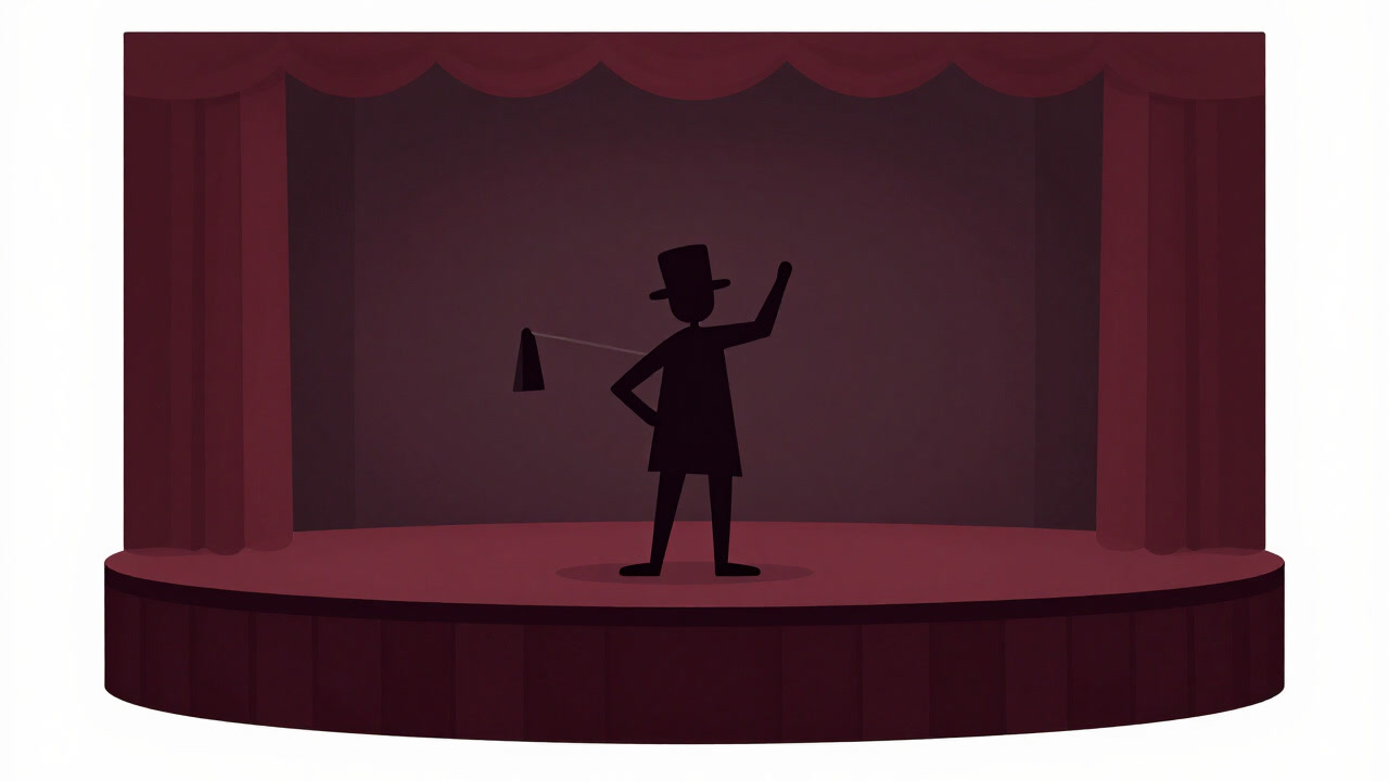 Illustration of a graphic overlord quietly orchestrating from the background unseen by anyone