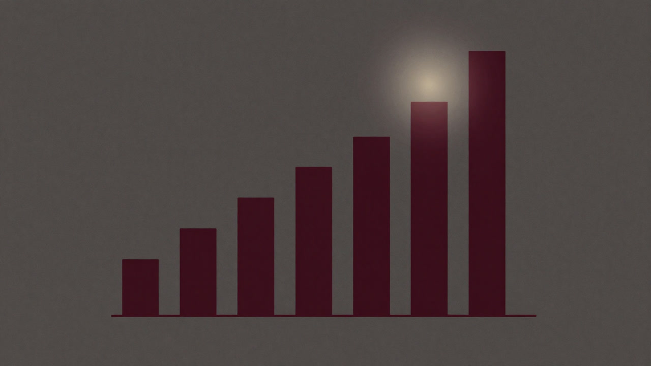 一部の棒だけがスポットライトを浴びた偏った棒グラフのイメージ