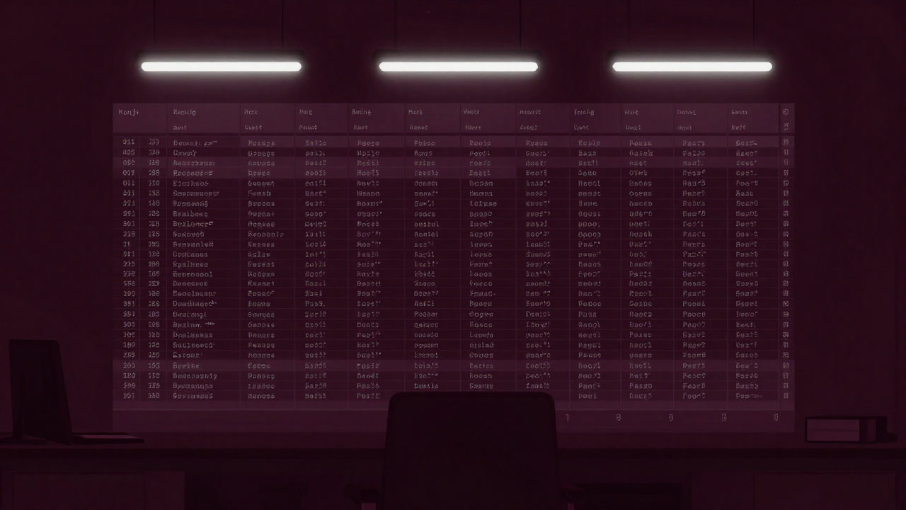 An Excel sheet immersed in countless cells, transformed into a labyrinth of formulas.