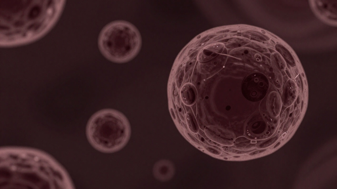 体内で小惑星のように漂う脂滴を描いたイラスト