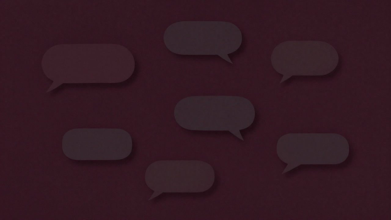 Illustration of words as small bubbles floating in a loop, echoing countless times.