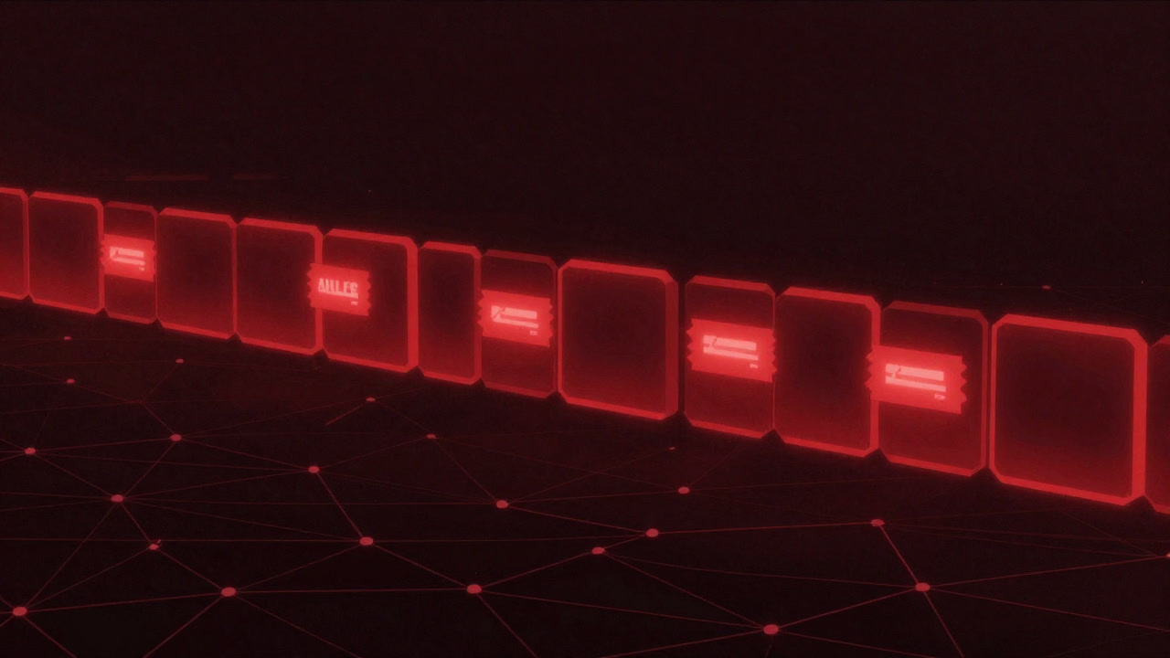 Illustration of a red, blinking firewall barrier glowing in a digital space