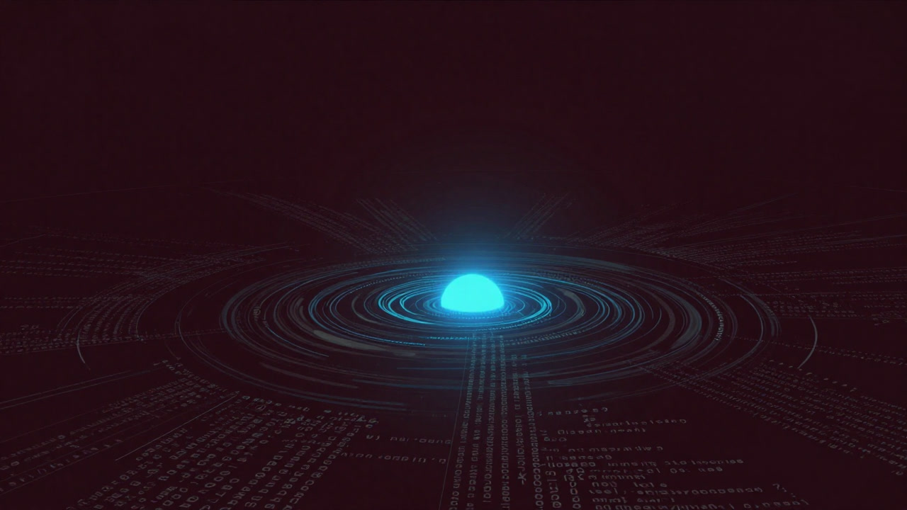 A surreal depiction of a game engine core glowing blue, submerged in a sea of code.