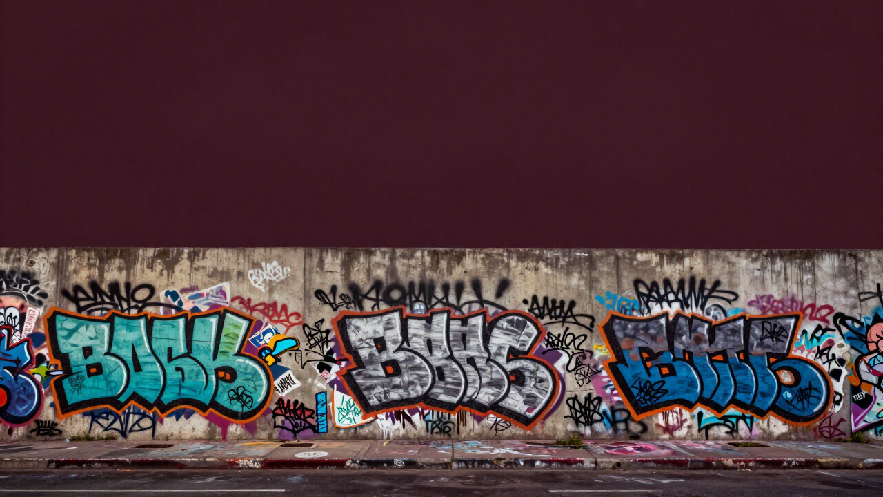 A concrete wall layered with countless colorful graffiti tags.