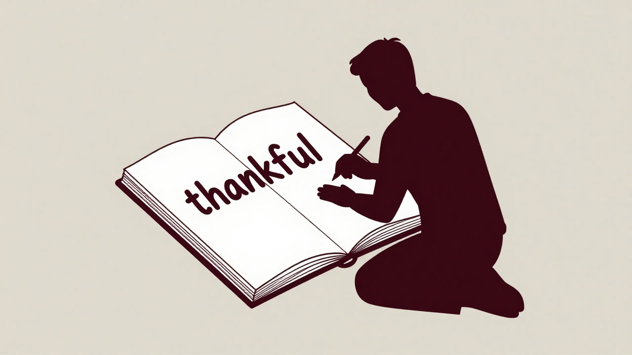 Silhouette of a person trying to forcibly squeeze emotions onto a blank notebook