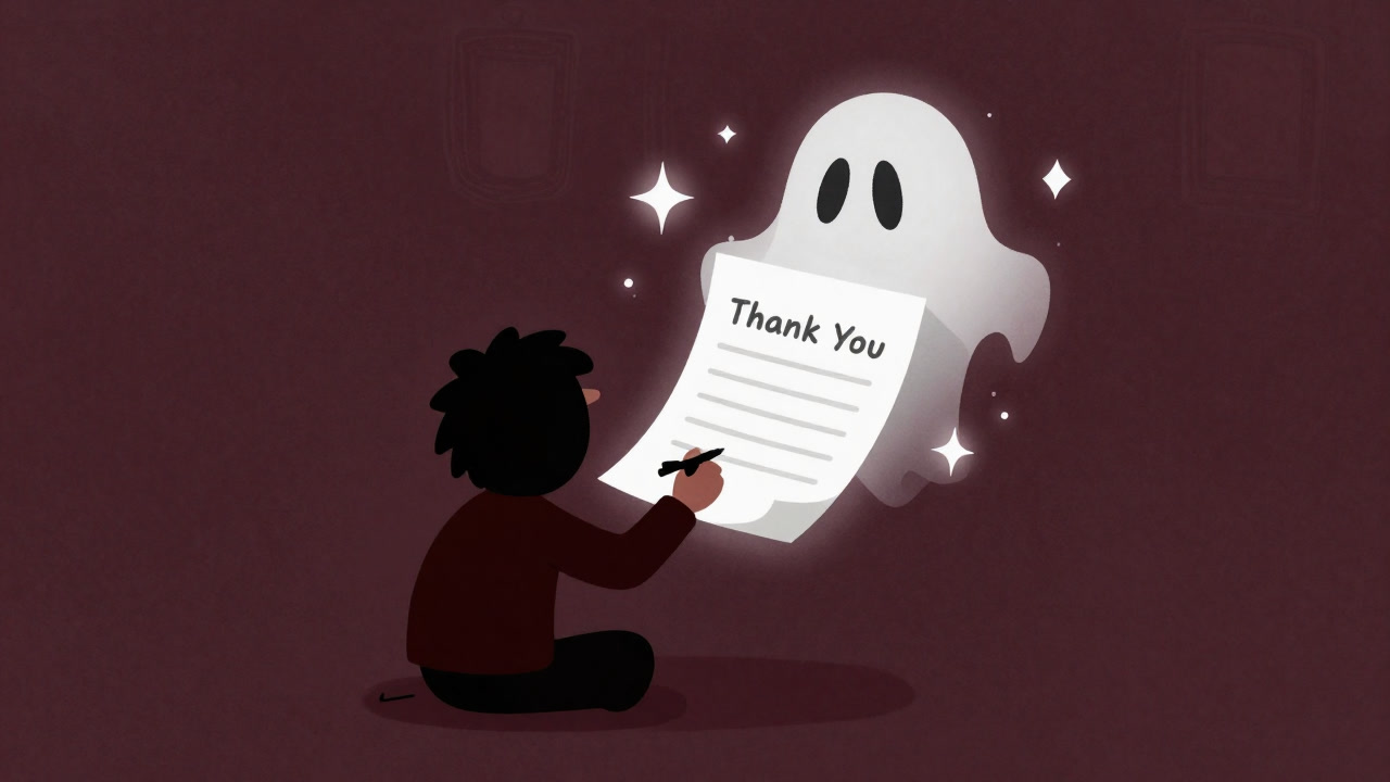 満面の笑みでペンを走らせる人と、その裏で小さな借金帳が火花を散らすイラスト