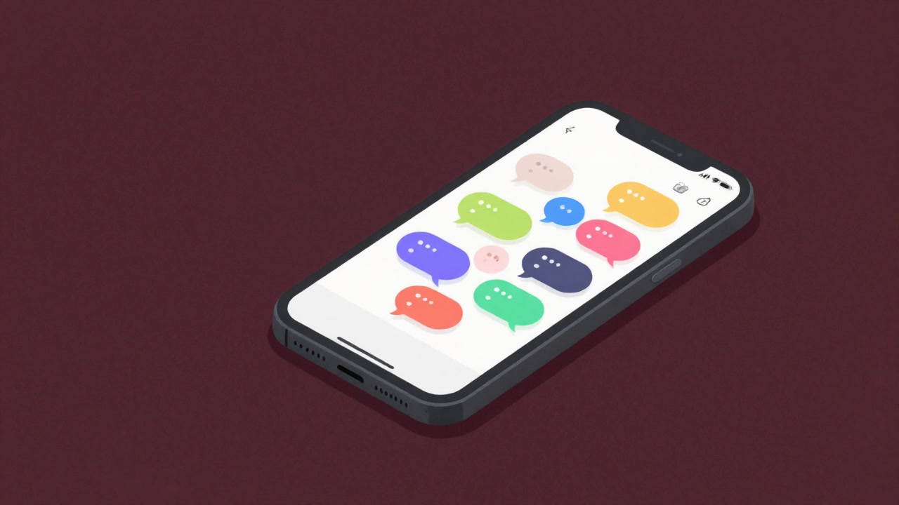 A smartphone screen filled with countless chat bubbles, depicting a group chat where nobody responds