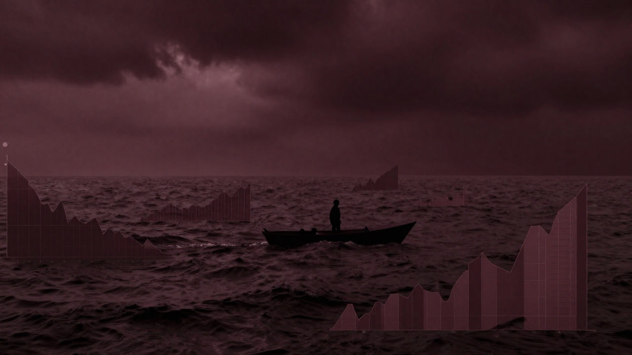 Silhouette of a marketer adrift in an endless sea of graphs