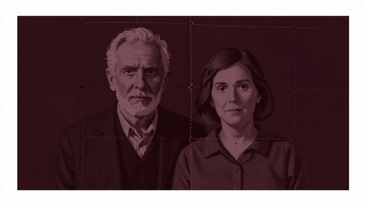 接合部でパッチワークのように縫い合わされた家族写真の一部