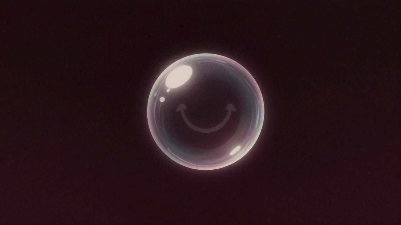 淡い光の泡の中に浮かぶ、掴めそうで掴めない気泡のような幸福を表現したイラスト