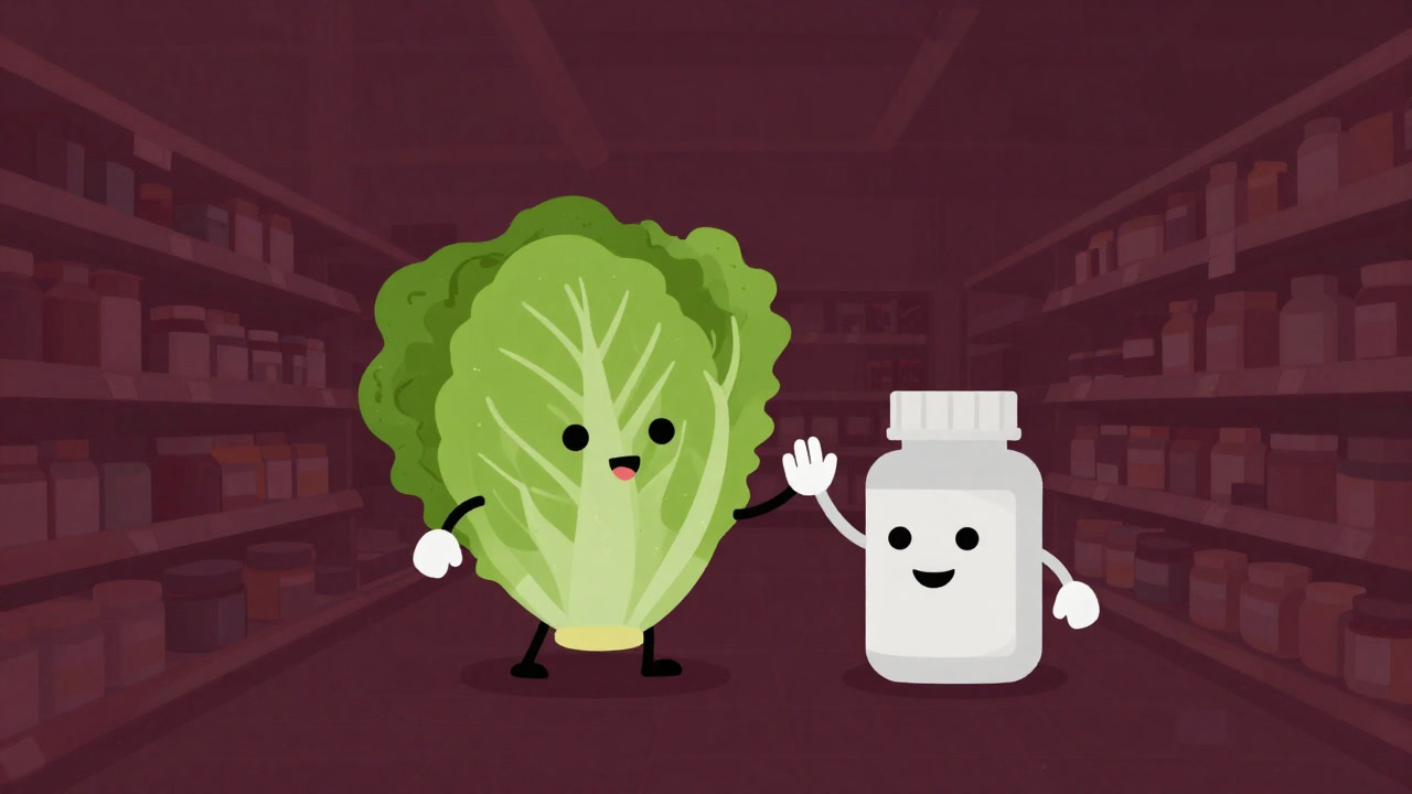 An illustration of a vegetable character high-fiving a smiling supplement bottle