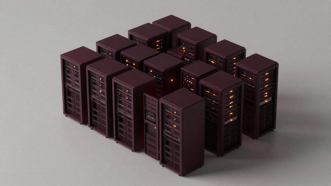 Image of a Hadoop cluster glowing in a dark server room arranged like a giant beehive
